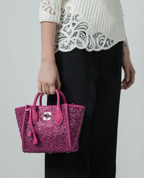 Ermanno Scervino Maggie pink suede bag with crystals D443S352CTUVV