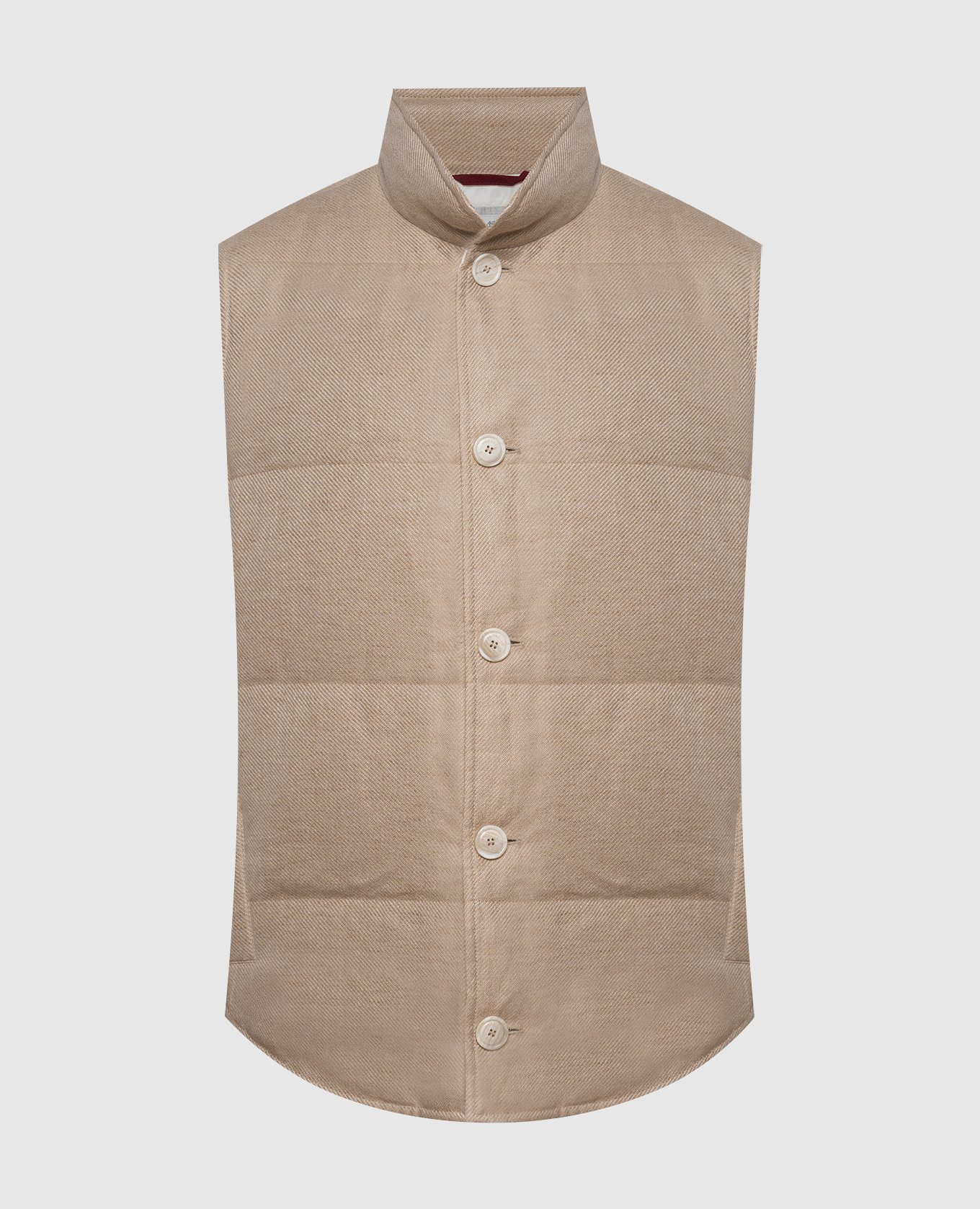 

Beige down vest made of linen, wool and silk Brunello Cucinelli, Бежевый