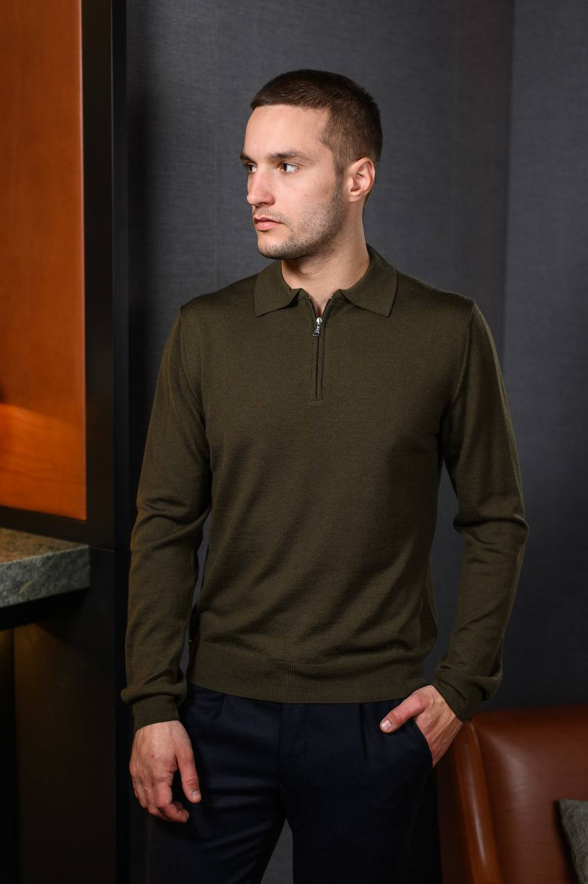 

Khaki wool polo shirt Cashmere&Whiskey