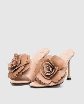 N21 Pink leather sandals with a rose 23ECPXNV15065