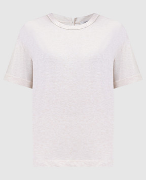 Peserico Beige t-shirt with monil chain S06167J0