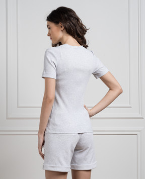Peserico Gray t-shirt with a scar with monil chains S06840J005634