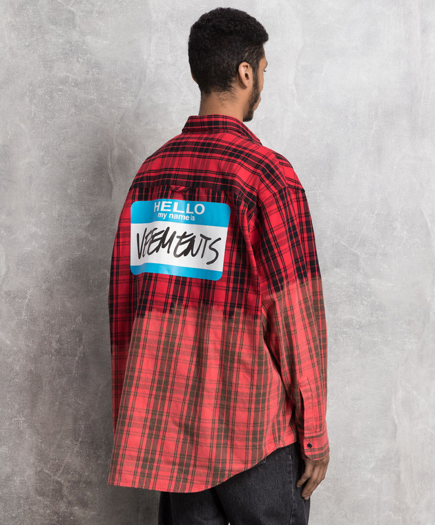 Vetements - Red checked shirt with logo UE63SH190R - shop with