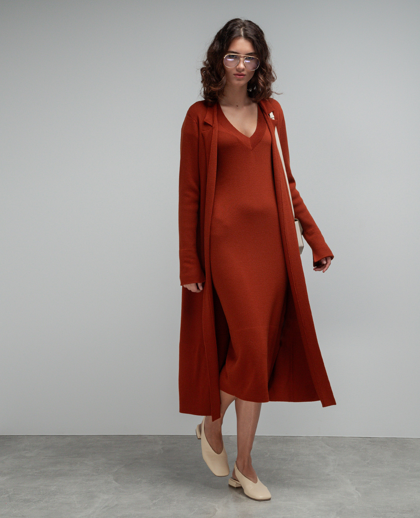 Brown midi dress made of wool Enrico Mandelli 2