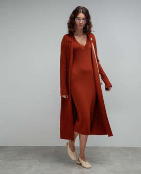 Enrico Mandelli Brown midi dress made of wool A7KD275252