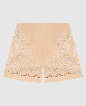 Twinset Brown shorts with embroidery and lurex 231TT2382