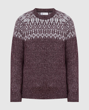 Brunello Cucinelli Burgundy sweater with a pattern MSO504200