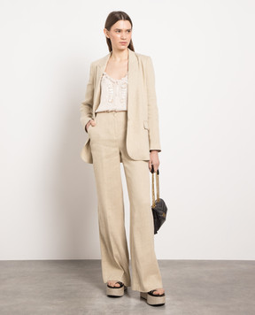 Twinset Beige flared pants with logo 231TT2763