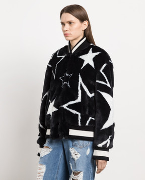 Dolce&Gabbana Black bomber jacket in contrasting print F9G73FFJPAS