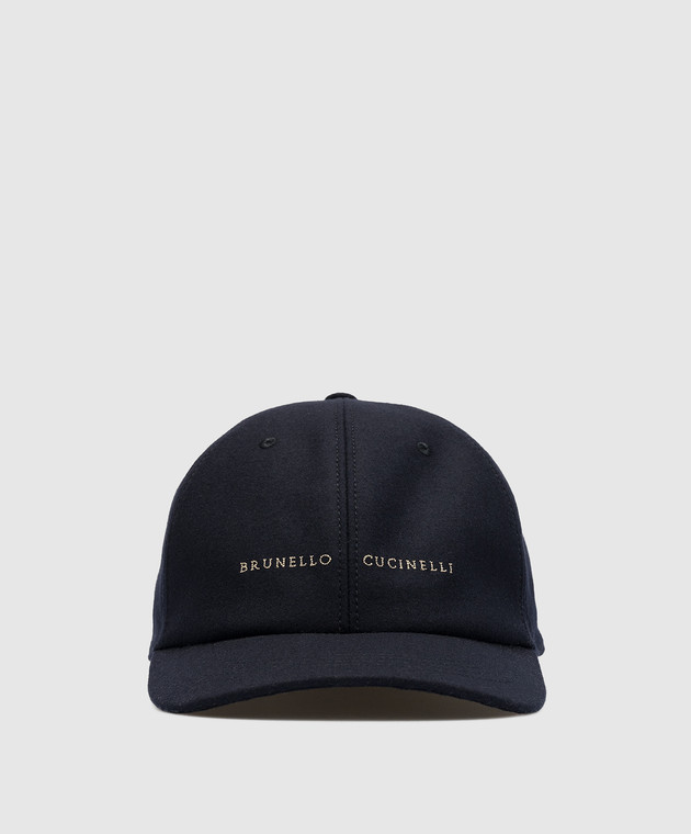 Brunello Cucinelli - Blue logo cashmere and silk cap MR4369992