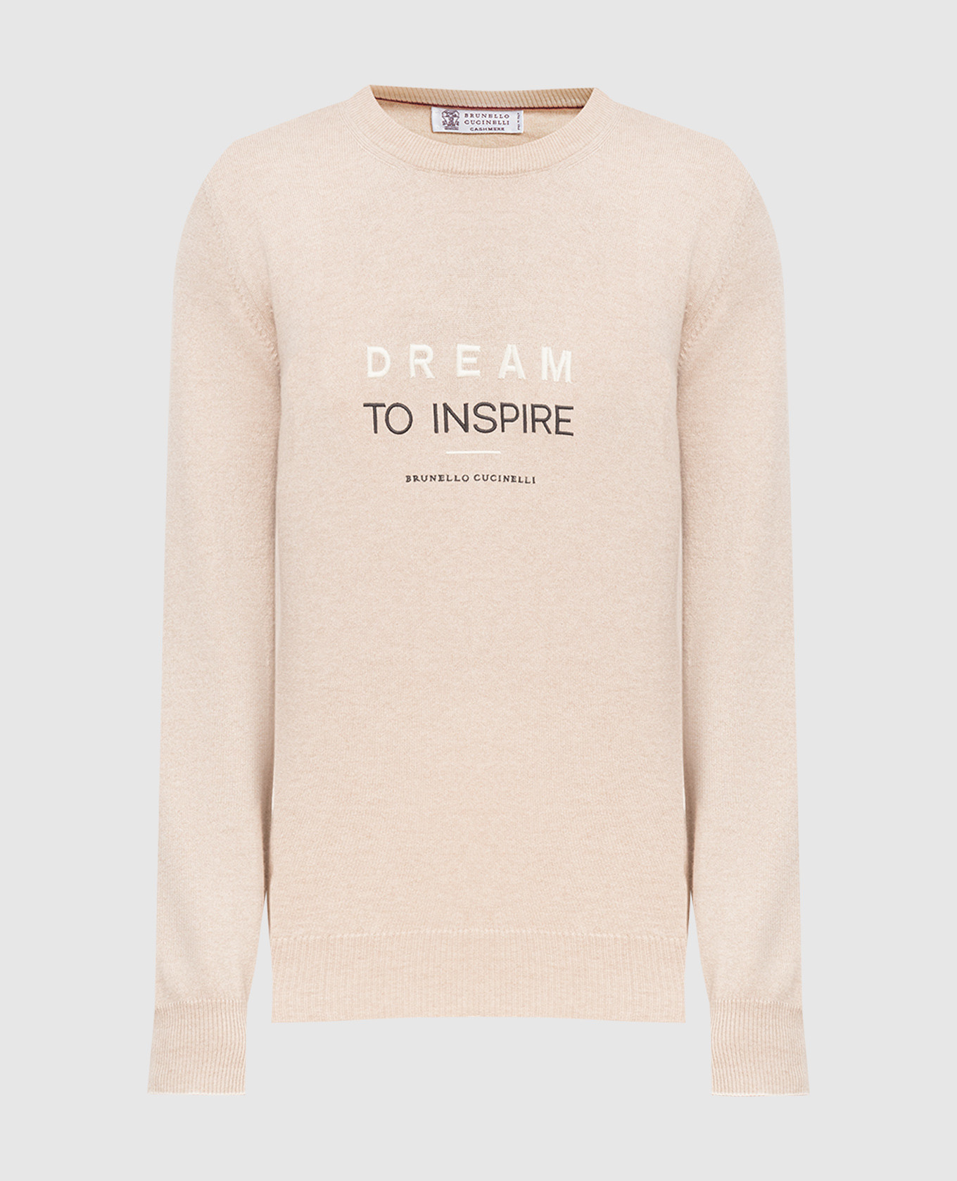 Beige cashmere jumper with embroidery Brunello Cucinelli