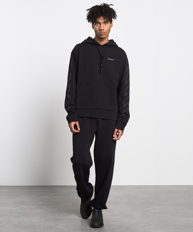 Off-White - Black hoodie with logo print OMBB097C99FLE001