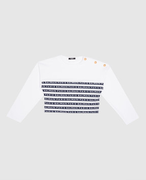 Balmain Children's white sweatshirt in a stripe with a logo BU4A20Z1909410