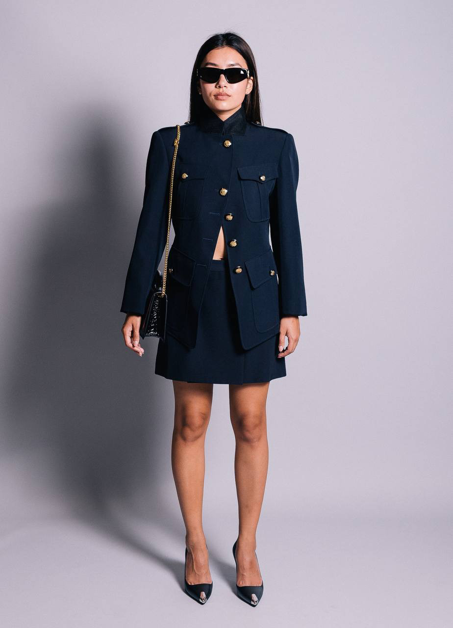 Blue wool pleated skirt Alexander McQueen 6