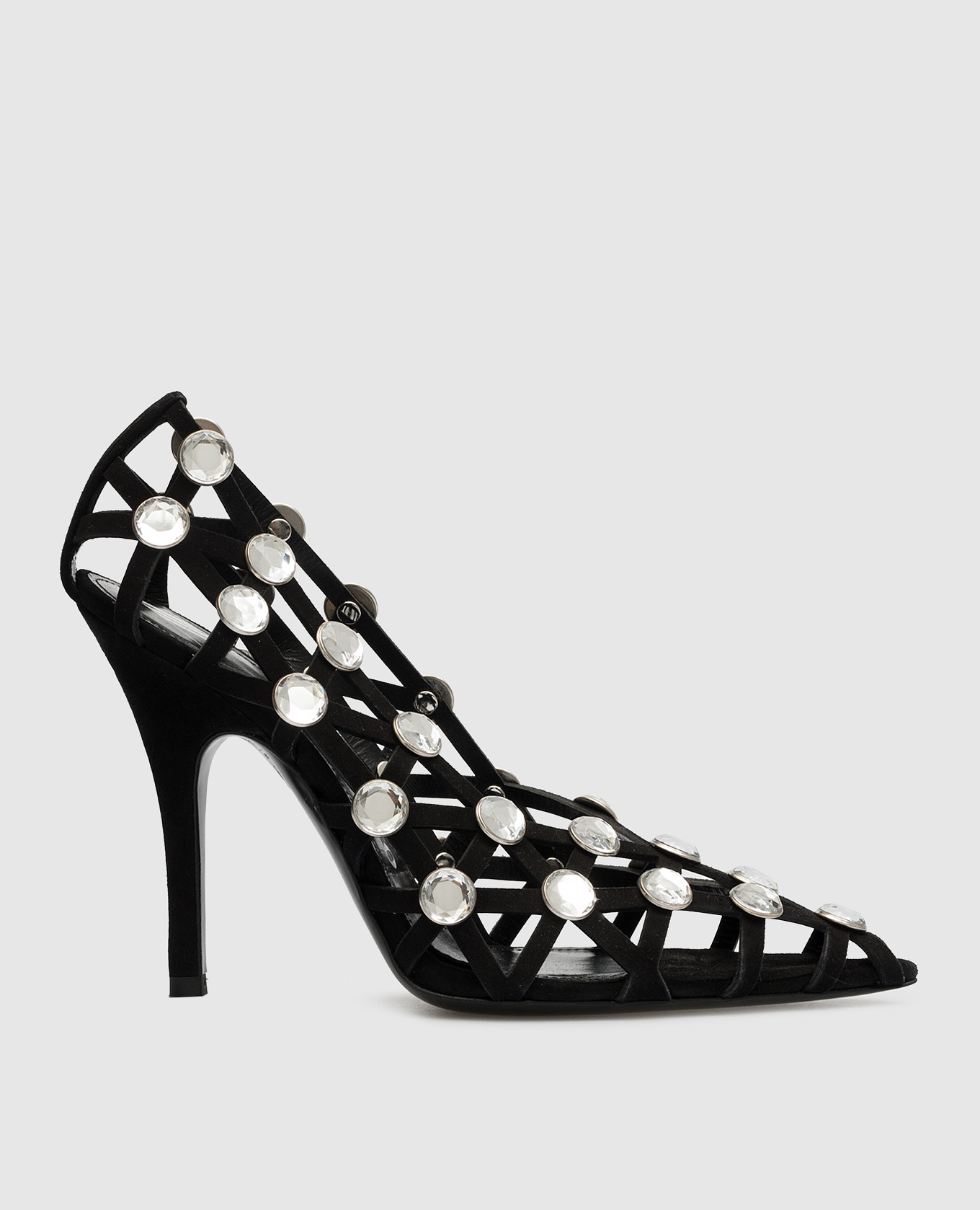 Black grid pumps with crystals the attico