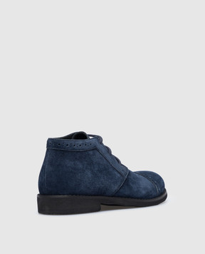 Stefano Ricci Children's blue suede derbies YRU514G816SD