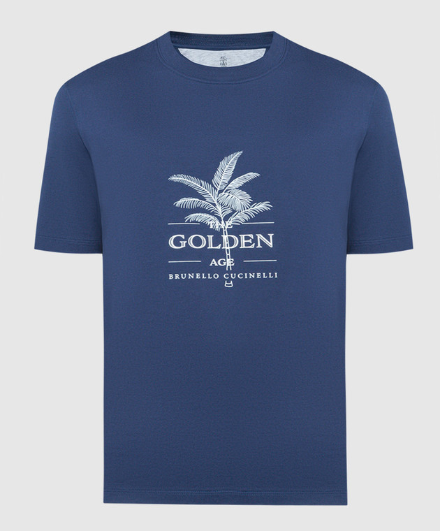 Tシャツ・カットソー BRUNELLO CUCINELLI Men T-shirt Blue M0B138440 C2443 Jersey T-shirt with logo for Man in Blue | Brunello Cucinelli