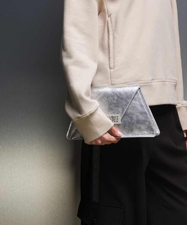 Maison Margiela MM6 - Silver leather trapeze bag with metal