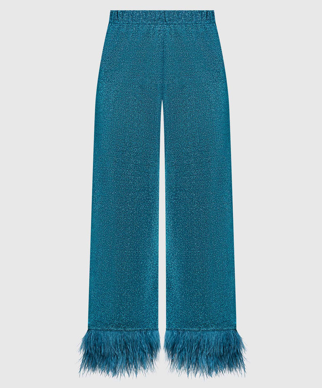Oseree - HS22 Lumiere Plumage navy ostrich feather trousers LPF213LUREX ...