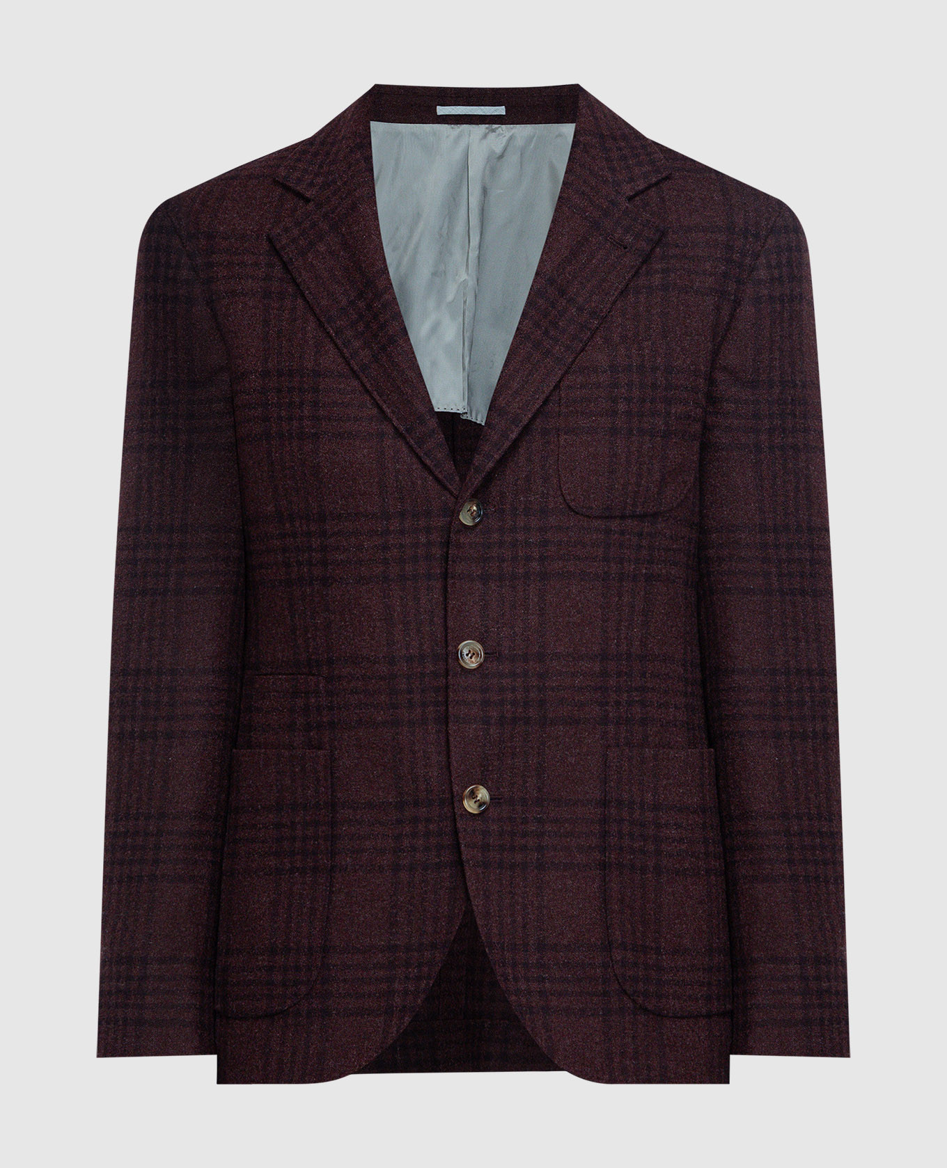 

Burgundy check wool, silk and cashmere blazer Brunello Cucinelli