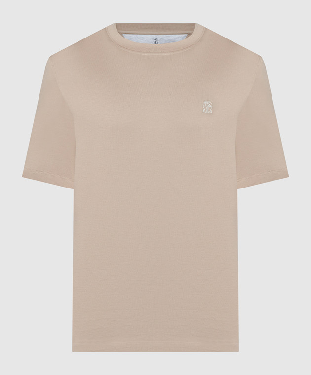 Brunello Cucinelli - Beige t-shirt with logo emblem