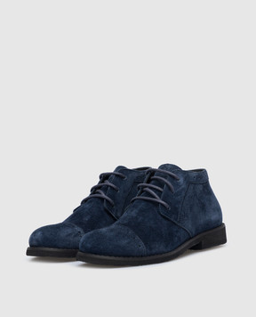 Stefano Ricci Children's blue suede derbies YRU514G816SD