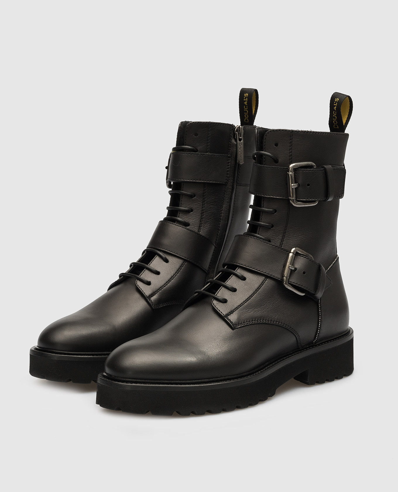 

Black leather boots with monil chain Doucal's