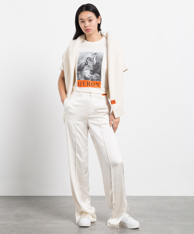 Heron Preston - White pants with logo patch HWCA032F22FAB001