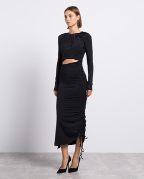 Materiel Blue midi dress with drape MPF23N1802DRBK