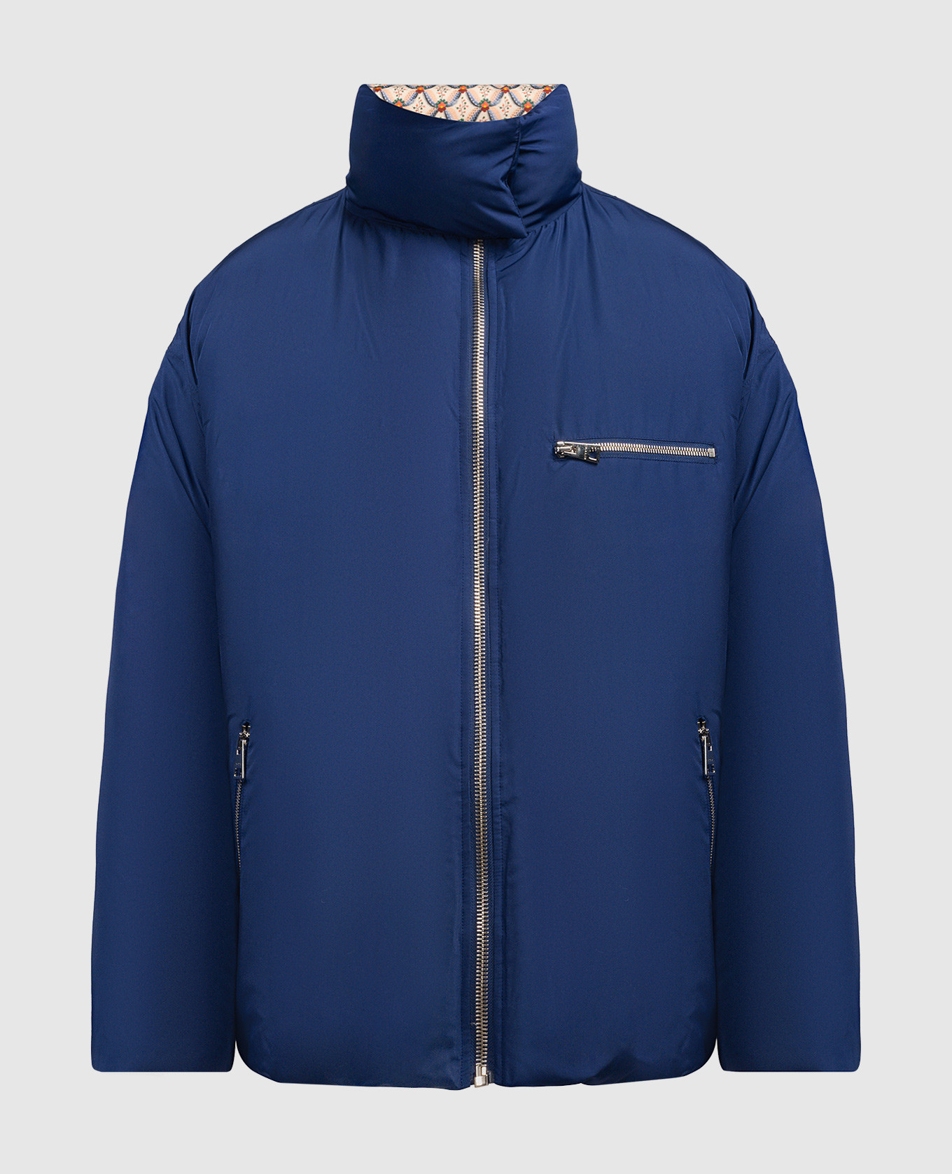 Blue down jacket with logo etro