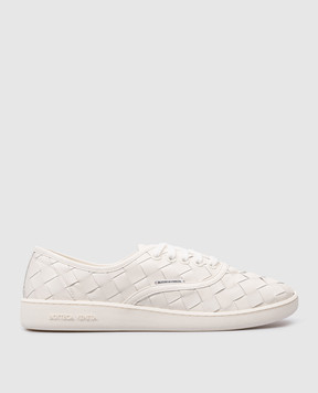 Bottega Veneta White Prov Victory Woven Leather Trainers 775319V3HB0