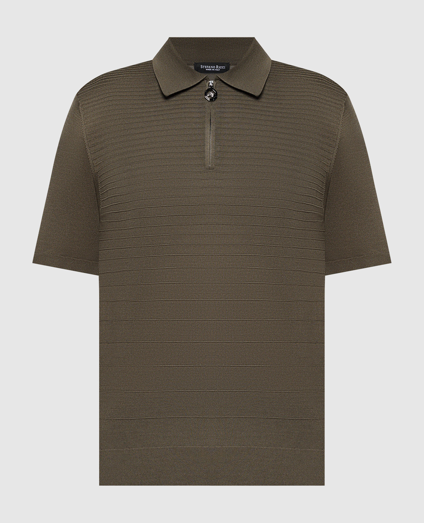 

Green silk polo shirt with textured pattern Stefano Ricci
