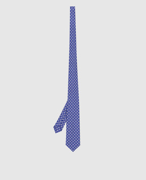 Stefano Ricci Children's blue silk set of patterned tie and shawl YDHNG300