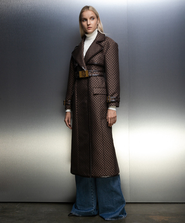 Balmain - Brown trench coat with logo monogram BF0TL058CE44 - shop