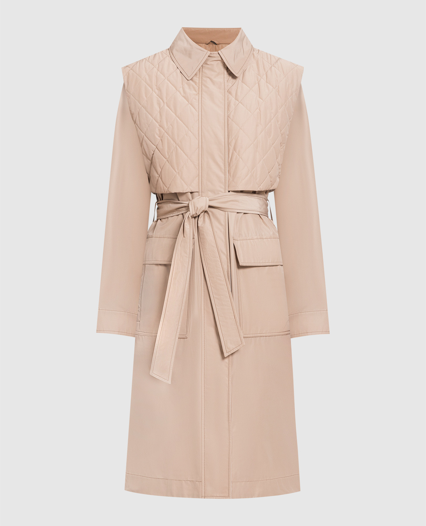 

Beige trench coat with monil chain Brunello Cucinelli