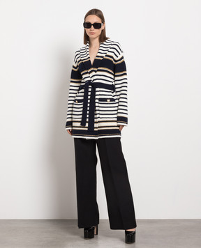 Valentino White striped wool cardigan 3B3KH01U835