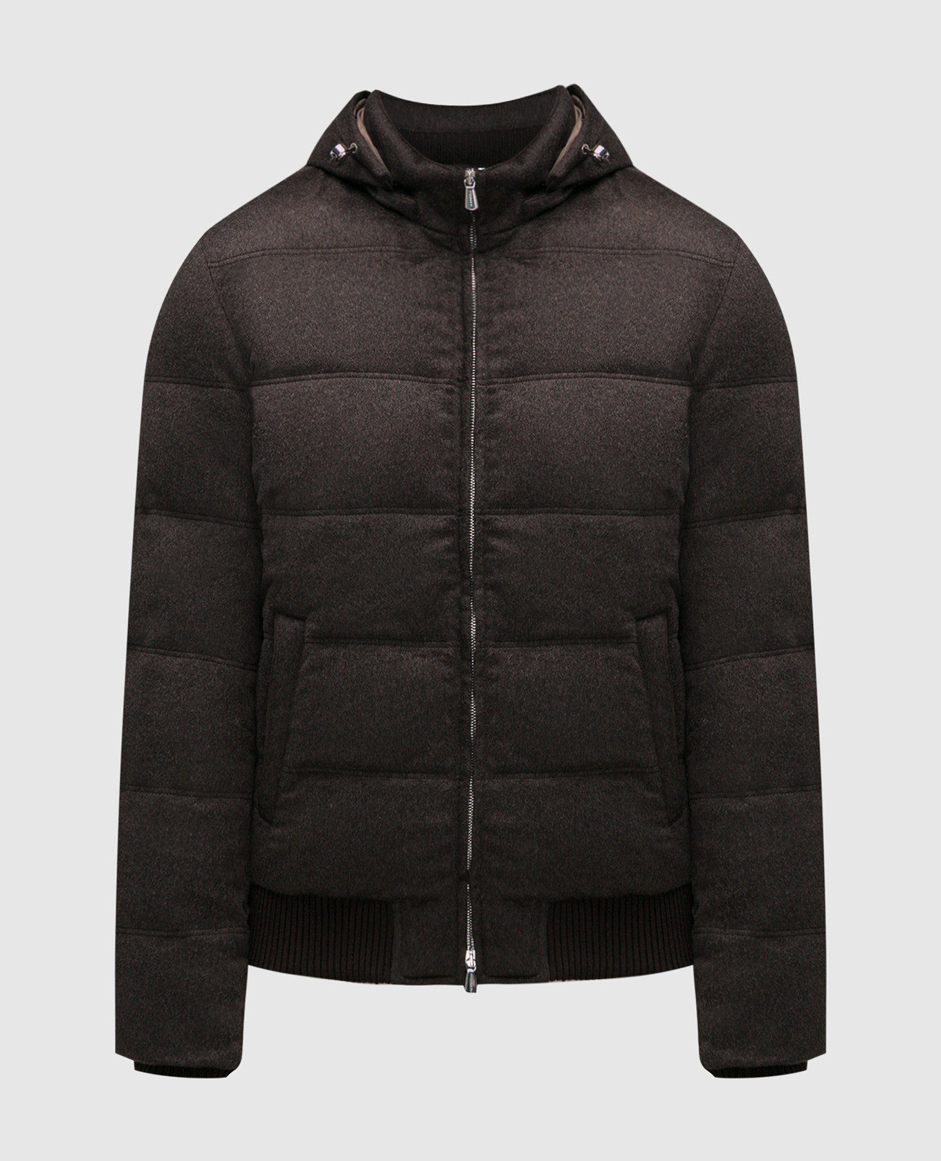 

Brown quilted cashmere down jacket Enrico Mandelli
