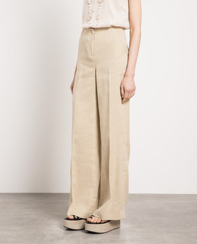 Twinset Beige flared pants with logo 231TT2763