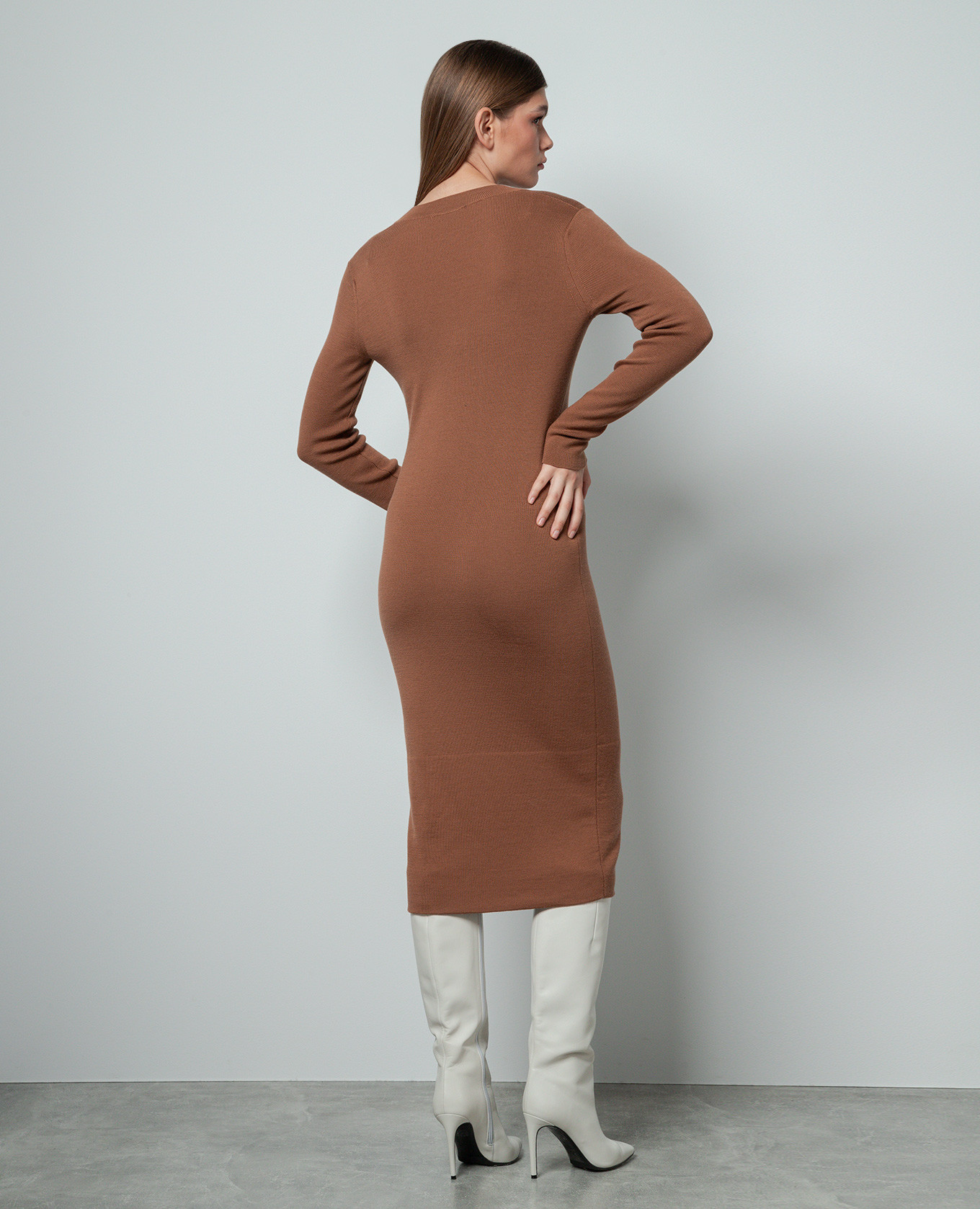 Brown dress made of wool Enrico Mandelli 3