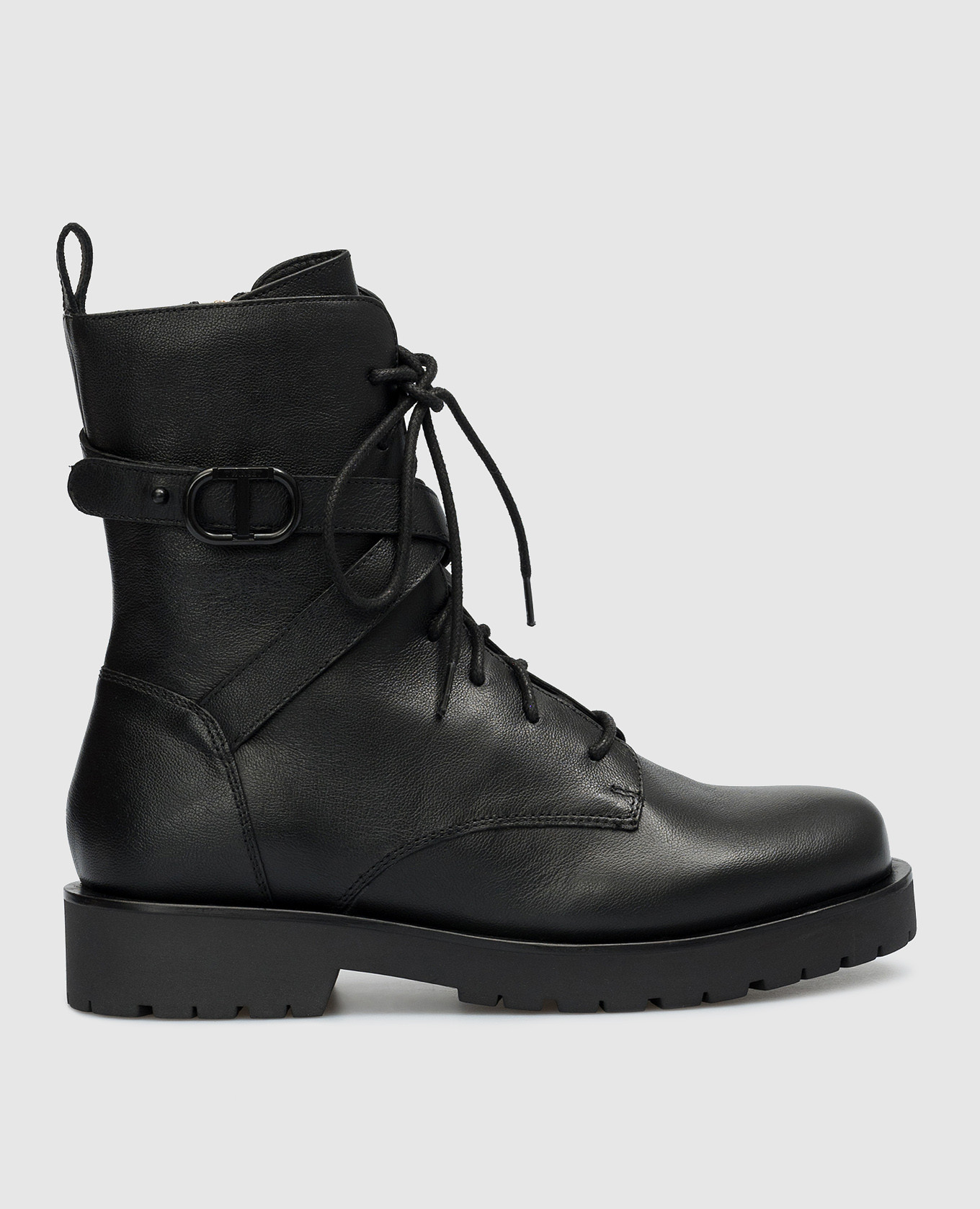 Black leather boots with logo twinset