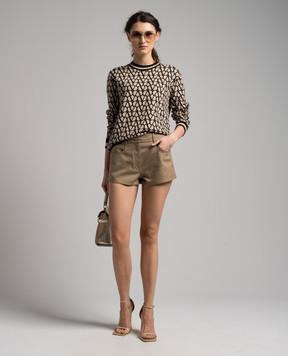 Valentino Khaki shorts with metallic V logo 4B3RF2Q08BD