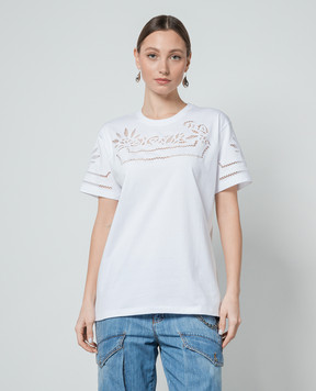 Ermanno Scervino White t-shirt with lace D442L329DUX
