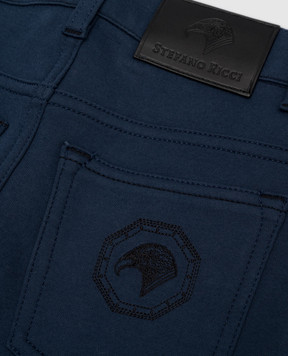Stefano Ricci Children's blue pants with a logo patch YFT7400040K906