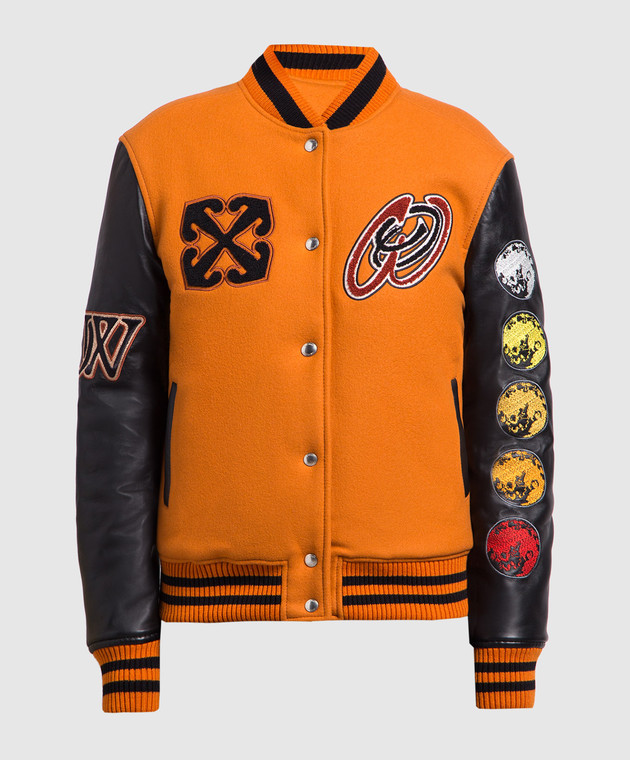 Off White Orange combo bomber jacket with logo OWEK004F23FAB002 buy with European delivery at Symbol