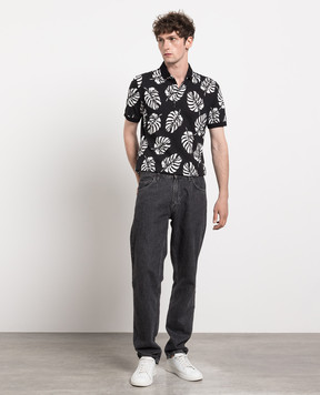 Dolce&Gabbana Black polo shirt with contrast print G8GW2TG7VPH