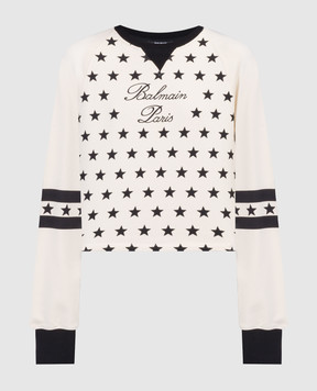 Balmain Beige sweatshirt with a print CF1JO066GD27