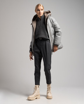 Brunello Cucinelli Gray trousers with a high fit MA190P7421