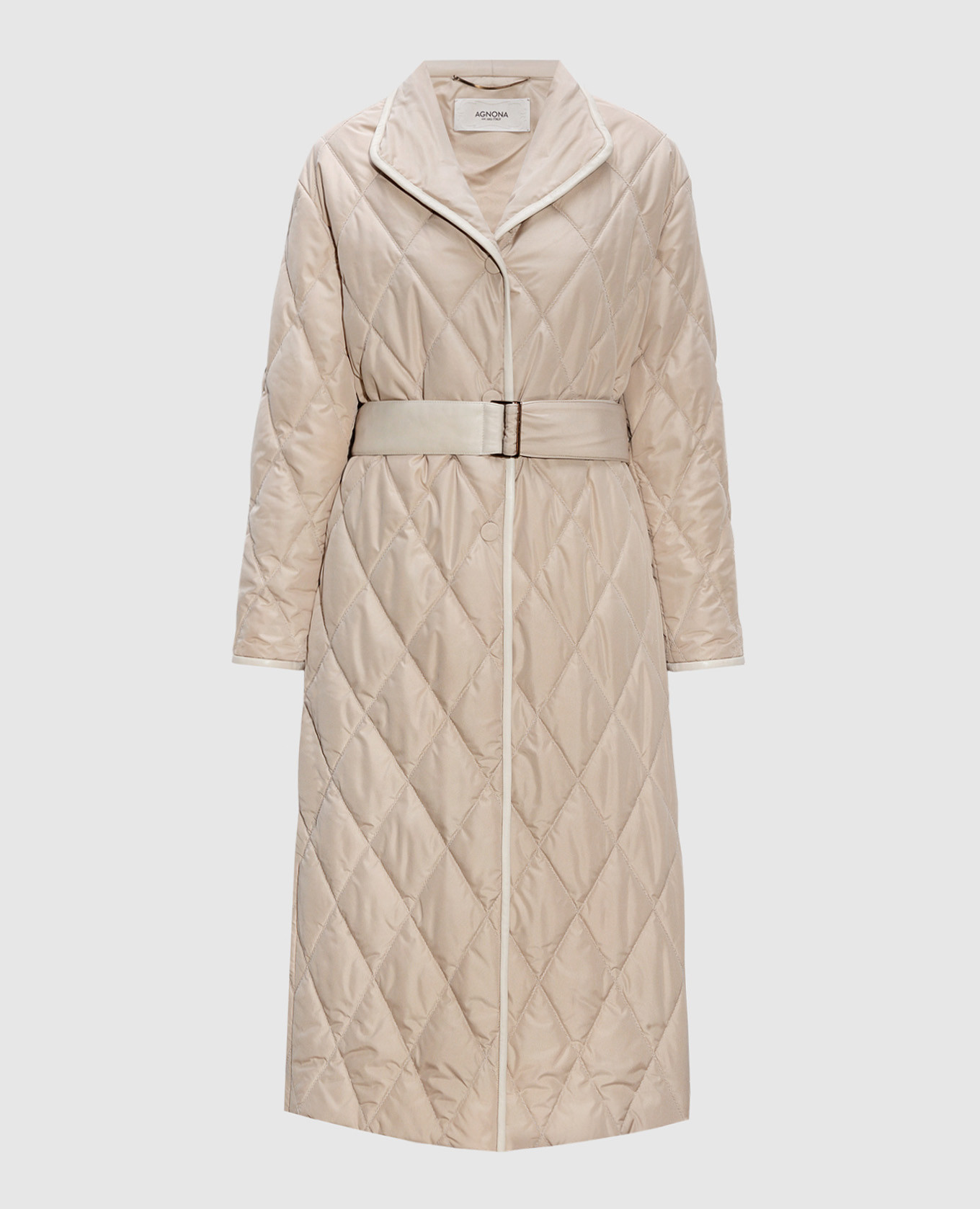 Beige quilted coat agnona