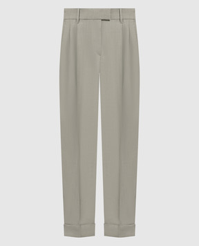 Brunello Cucinelli Gray pants with monil chain MH126P8254