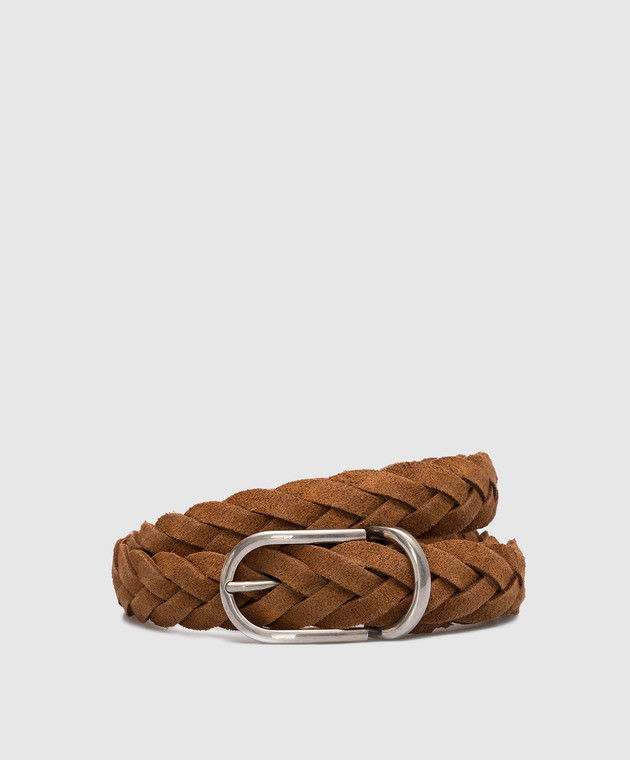 BRUNELLO CUCINELLI ♪ Bull suede braidedベルト MAURP333C2637 Brunello Cucinelli - Brown suede braided belt MAURP333